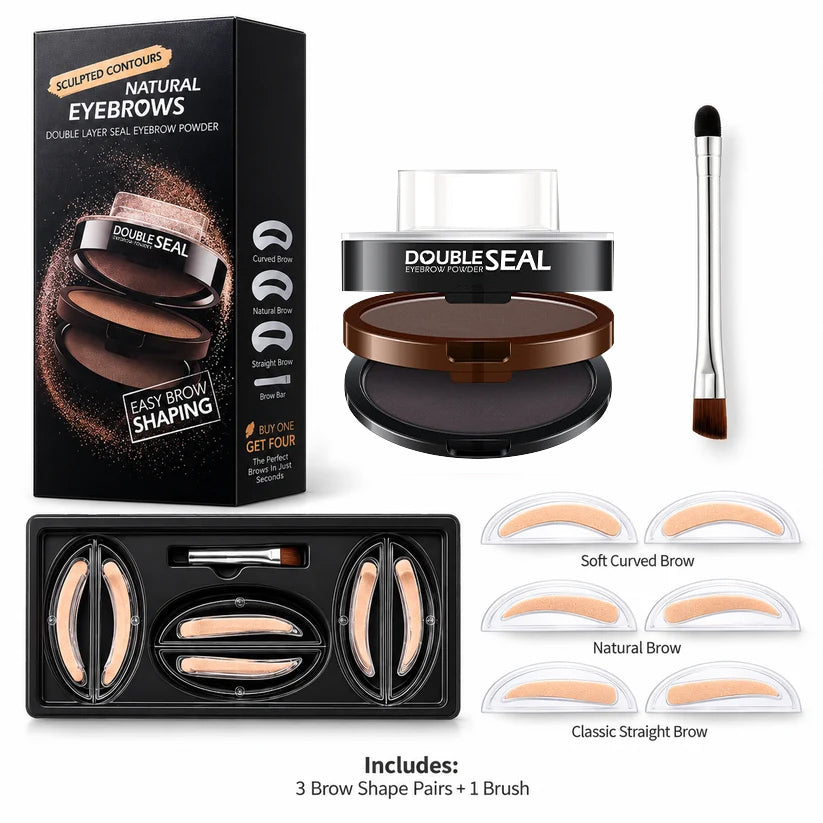 🔥 LAST DAY: BUY 1 GET 1 FREE 🌸 2-Color Waterproof Brow Stamp Kit for Quick, Natural-Looking Brows